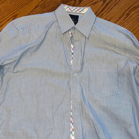 Tailorbyrd Boys Blue Striped Button Down Shirt Size 16 - Picture 2 of 6